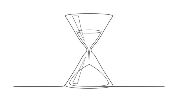 Single line of an hourglass with sand flowing time