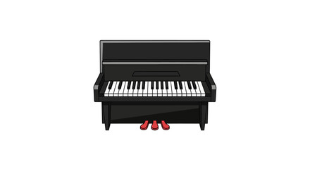 Illustration of an upright piano with pedals © Putiagna