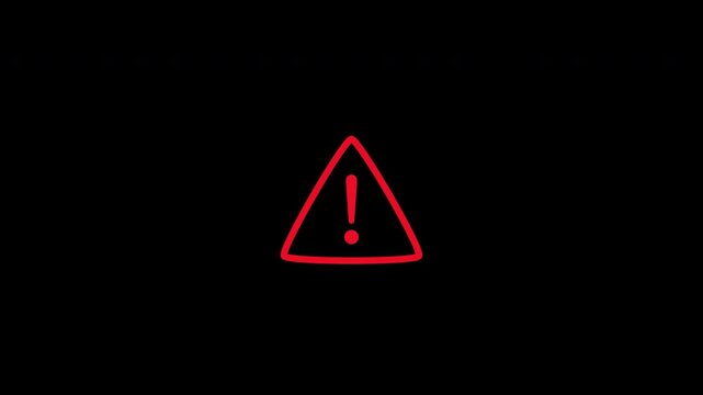 Red Warning Icon Falling Bounce Animation with Alpha Channel 4K