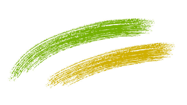 Green and yellow brush strokes on transparent background art.