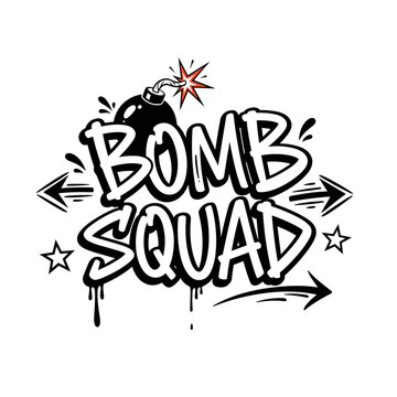 Bomb Squad Graffiti Style Text Art.