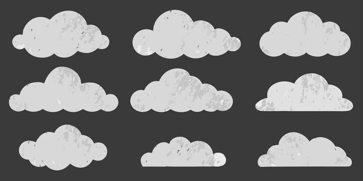 chalk clouds collection gray shapes on dark background