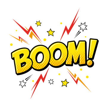 Comic Book Style BOOM Word Art Explosion.