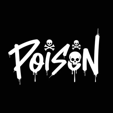Poison band logo with skull and crossbones.