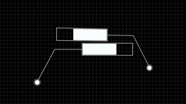 Futuristic callout boxes with connecting lines on grid. Futuristic callout for digital data annotation. Futuristic callout animation for information display.