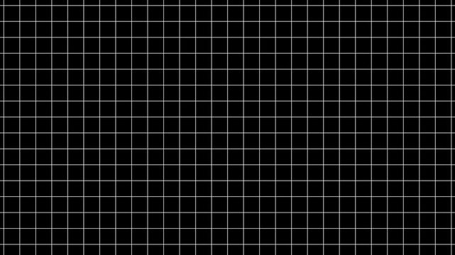 Seamless grid pattern with white lines on black. Seamless grid for architectural design and mapping. Seamless grid animation for digital coordinate space.