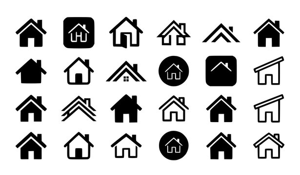Flat home page icon vector pack with website app house symbols and modern real estate signs