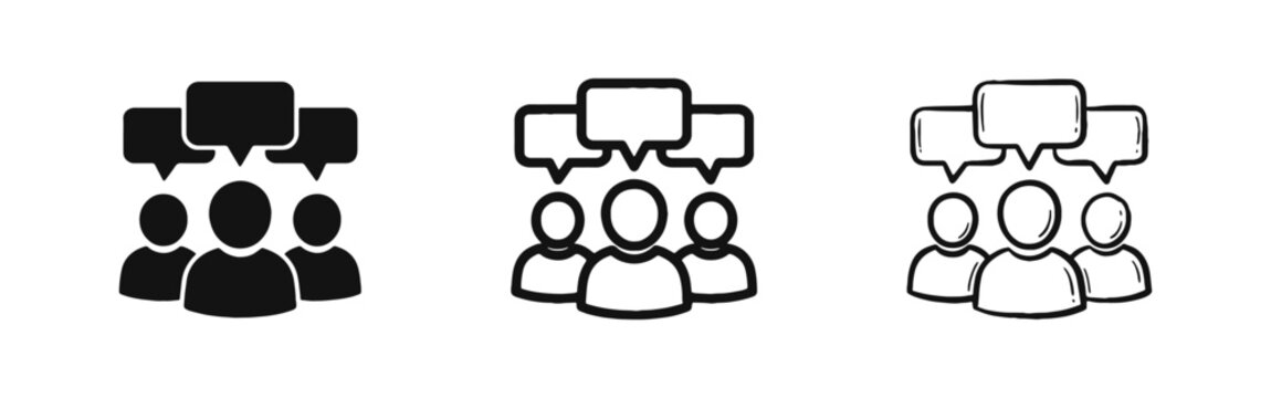 Group Communication and Team Collaboration Speech Bubble Icon Set