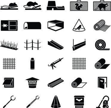 Animal trap icons set black silhouettes on a white background