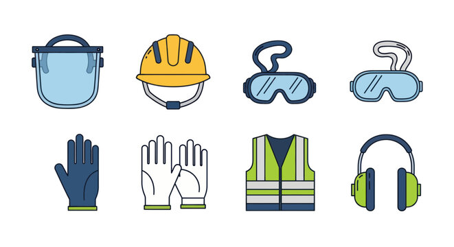 Personal Protective Equipment Icons: Safety Gear for Construction and Industry
