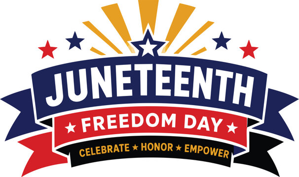Juneteenth Ribbon Banner Featuring Flowing Freedom Inspired Celebration Shapes