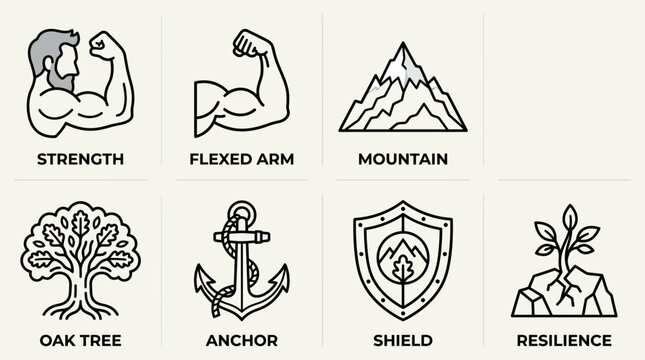 Strength and Resilience a Collection of Vector Graphic Symbols