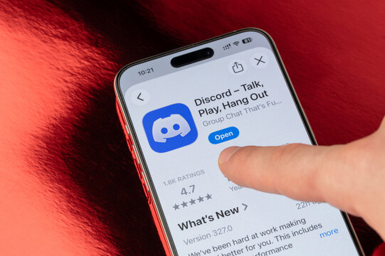Open Discord messenger app on iphone smartphone