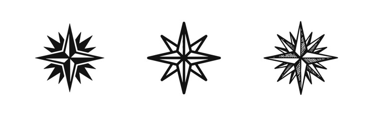 Obraz premium Compass Rose and Wind Rose Icons Set