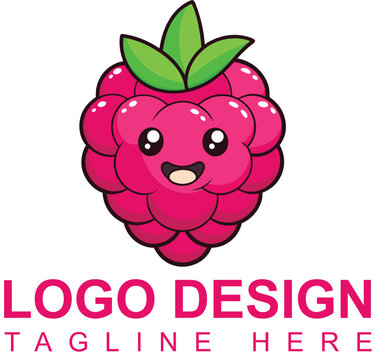 trendy raspberry mascot cartoon logo professional vector branding design