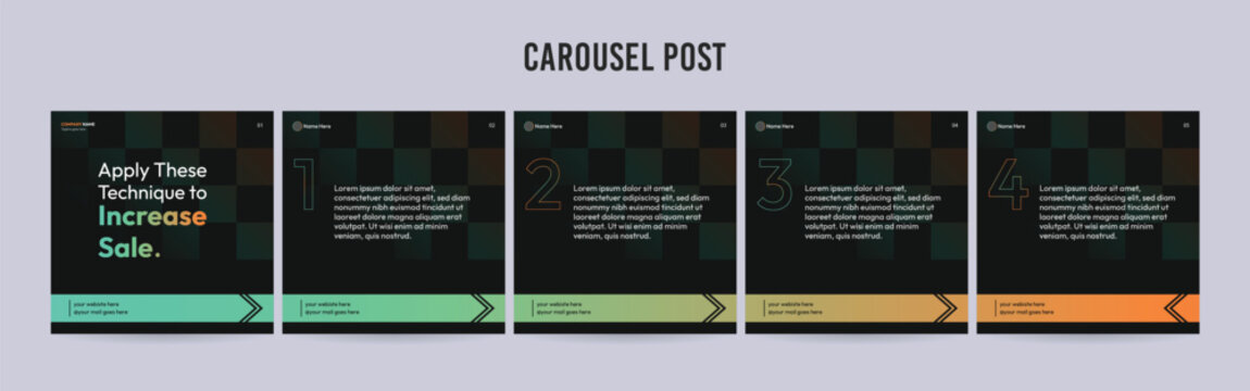 Editable Instagram Carousel Post Layout Set, Social Media Marketing microblog template design, tips & tricks linkedin post template, eps 10.