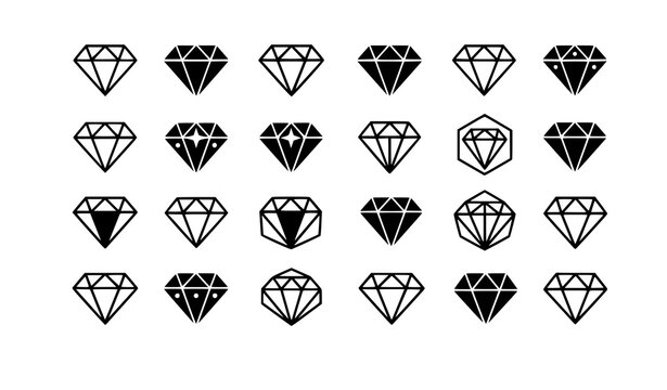 Minimal geometric diamond icon vector design template set