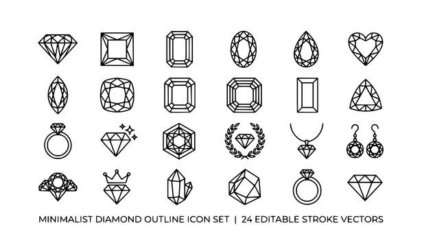 Simple diamond outline icon vector template clean luxury design