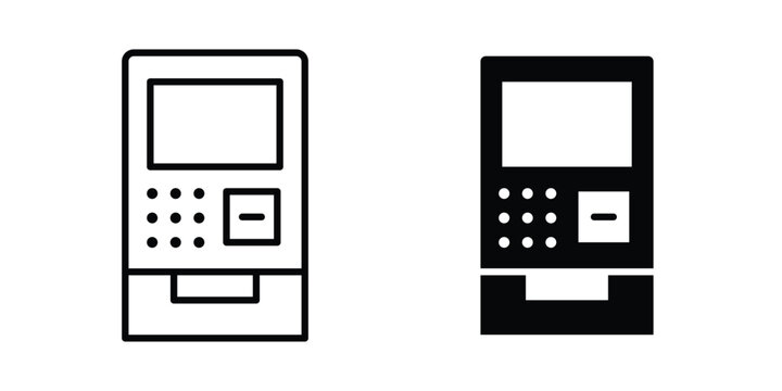 Atm icon editable. Vector symbols in strokes