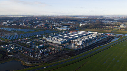 Fototapeta na wymiar Data center campus in eemshaven using solar power