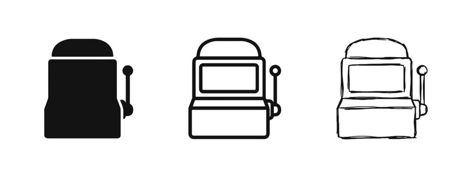 Slot Machine Icon Set for Casino Gambling and Entertainment