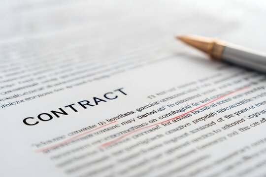 Close-up of a vibrant contract revealing a highlighted, cautious legal disclaimer on a pristine white background.