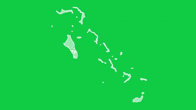 The Bahamas map glow trace outline animation green background