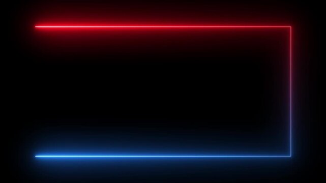 Looping animation of a glowing neon rectangle frame with electric flickering effects. Glowing Neon Rectangle Frame Animation. Perfect for video overlays 4k animation