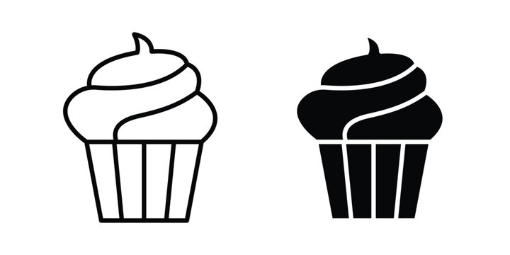 Cupcake icon editable. Vector symbols in strokes