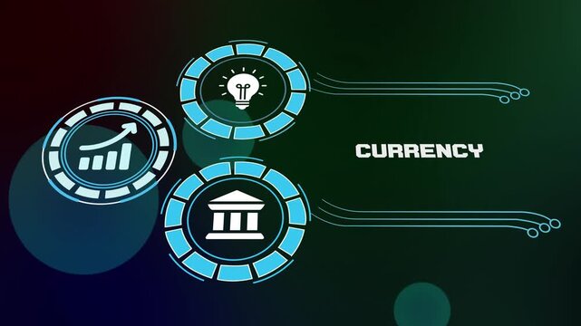 International currency exchange and digital monetary conversion. Abstract representation of global foreign exchange markets and electronic money.