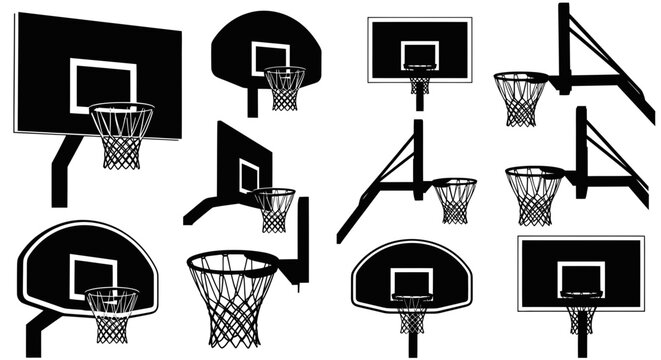 Basketball Hoop Silhouettes Collection: Backboards and Rims