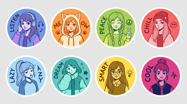 Cute Aesthetic Girl Badge Icons
