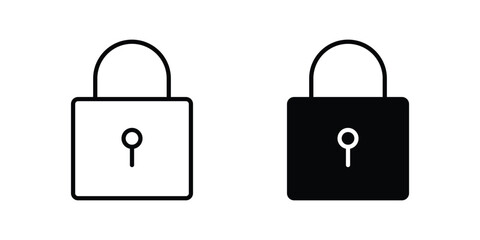 Lock icon editable. Vector symbols in strokes © Hunt