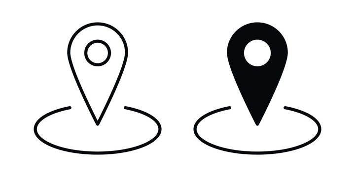 Map marker icon editable. Vector symbols in strokes