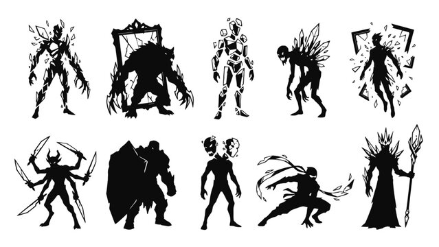 Collection of 2D gaming enemy characters and monsters for game developer projects