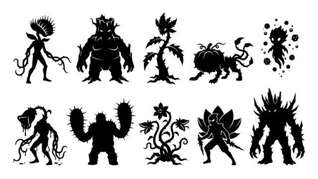 Collection of 2D gaming enemy characters and creatures for game assets