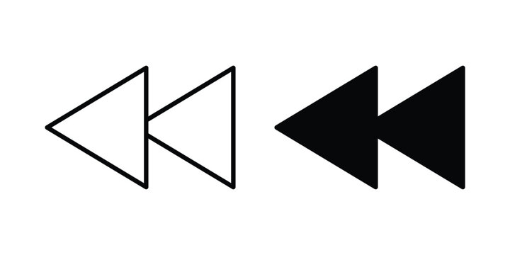 Rewind button icon editable. Vector symbols in strokes