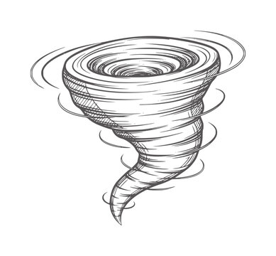 Of a swirling tornado with dark gray lines white storm wind weather vortex