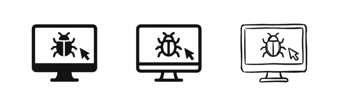 Computer Software Bug Icon Set
