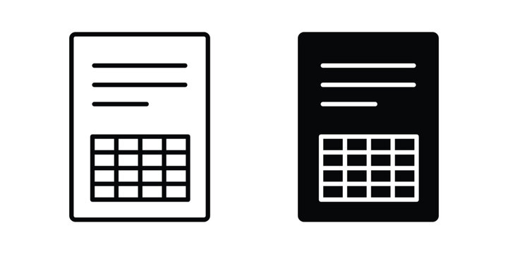 Spreadsheet icon editable. Vector symbols in strokes