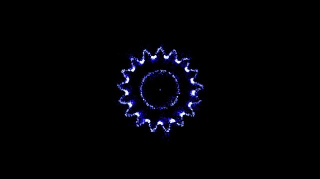 A digital design element, specifically identified in stock footage as a "blue shock wave explosion" or a "blue fire mandala".