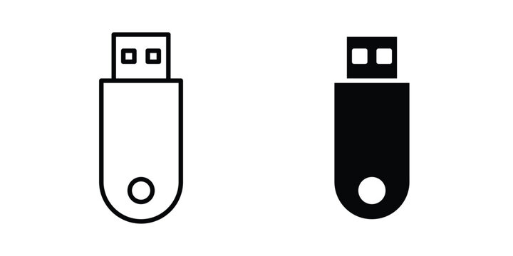usb drive icon editable. Vector symbols in strokes
