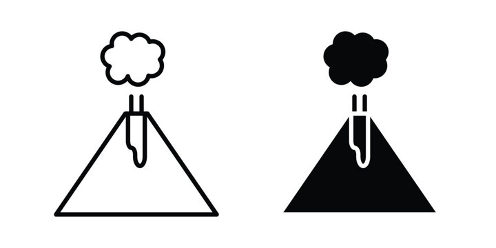 Volcano icon editable. Vector symbols in strokes