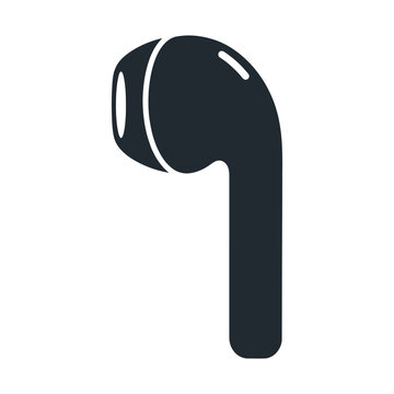 Black Silhouette Wireless Earbud Icon Symbol for Modern Bluetooth Audio Technology Design