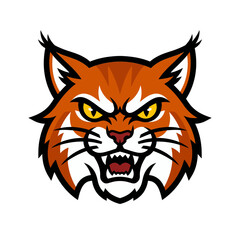 Obraz premium Fierce Bobcat Mascot Head Aggressive Wildcat Logo Graphic