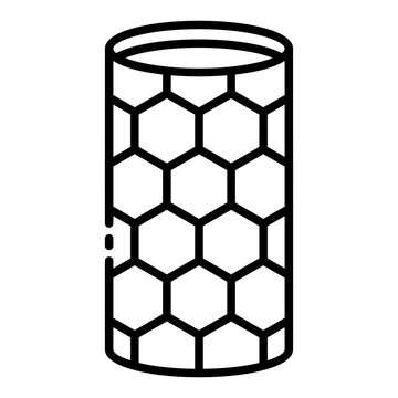 carbon nanotube icon. cylindrical tube with hexagonal carbon mesh. nano carbon structure and conductor. nanotechnology and material