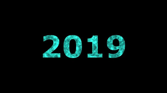 A dynamic Glowing neon text 2019 number countdown timer animation. Old film style historical year loop. Minimal countdown or year concept animation.