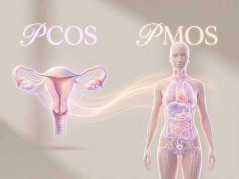 PCOS to PMOS Transition Concept with Realistic Uterus and Hormonal Health Illustration