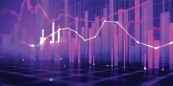 3D illustration of a red stock market financial graph showing a downward arrow and market crisis during a currency exchange investment