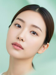 Fototapeta premium 손을 얼굴에 댄 여성 뷰티 포트레이트 / Female Beauty Portrait with Hand Near Face